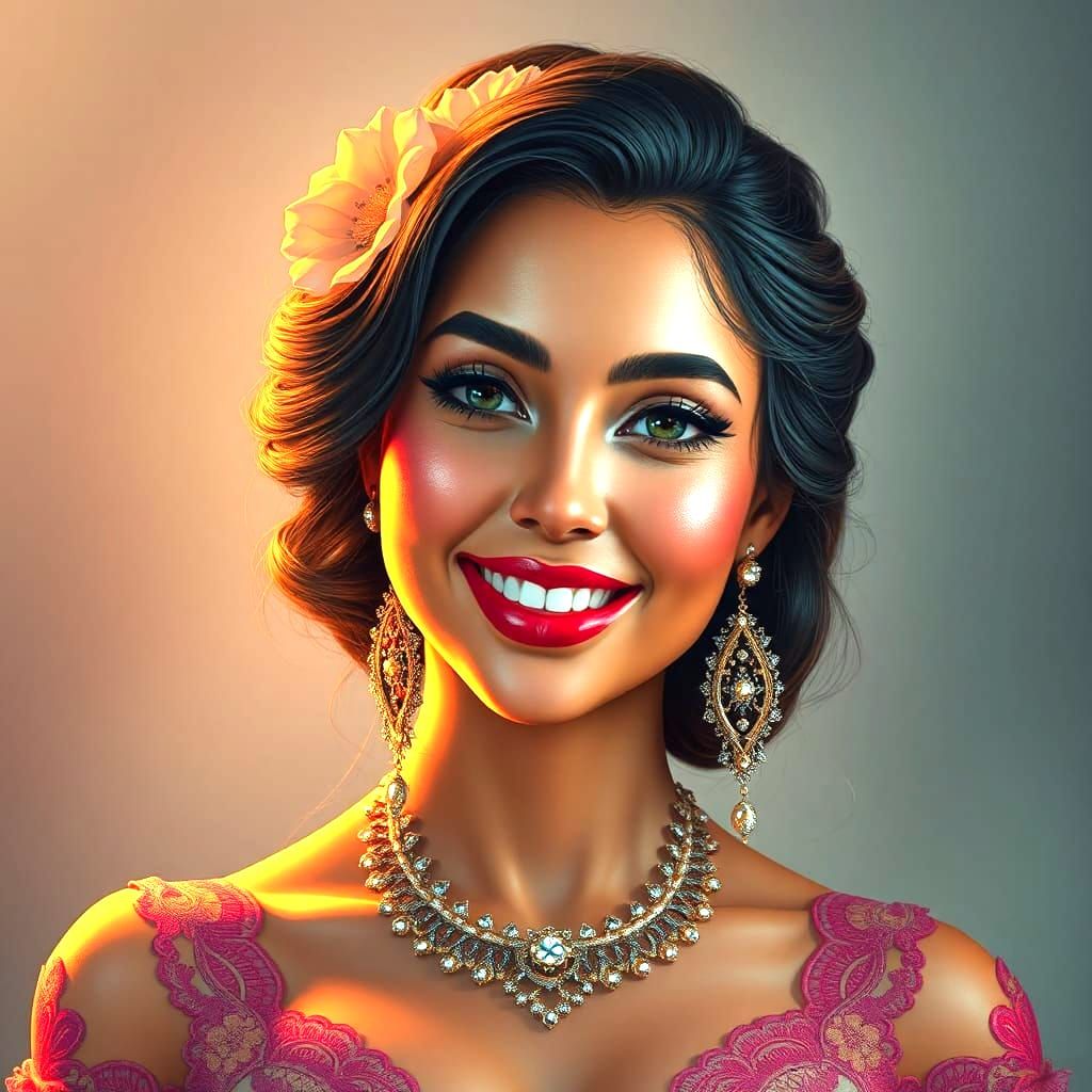 Detailed Portrait of a Latinoamerican Woman