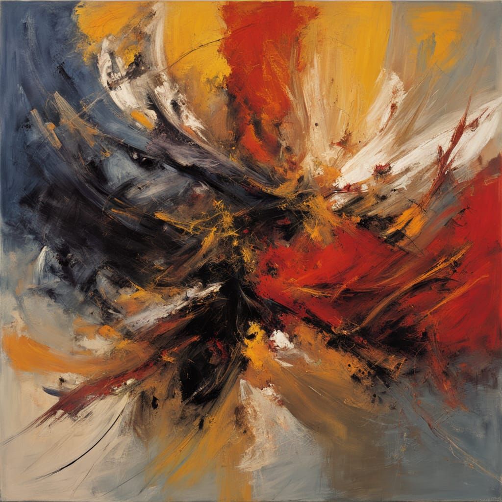 Celestial Dance of Light and Dark: A Masterpiece of Abstract...