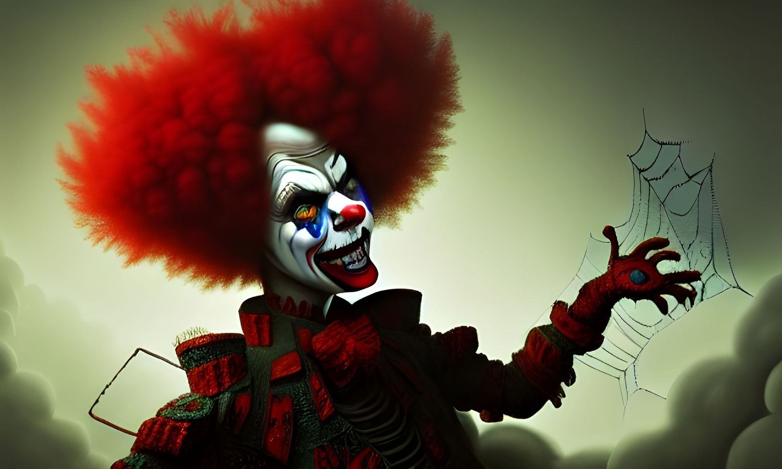 Creepy Spider Clown in Ominous Digital Painting