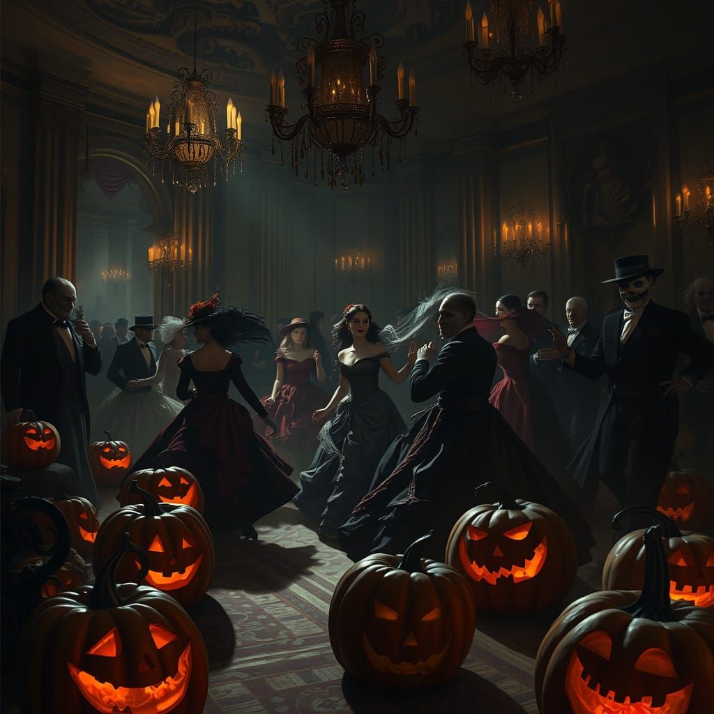 Victorian Masquerade Ball in Dim Light