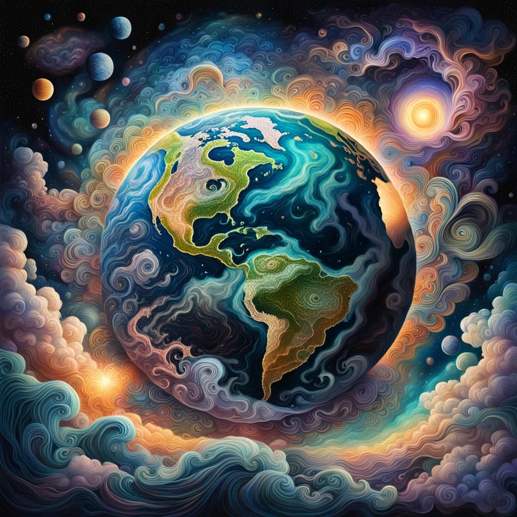 Hyperrealistic Earth Illustration in Astral Style