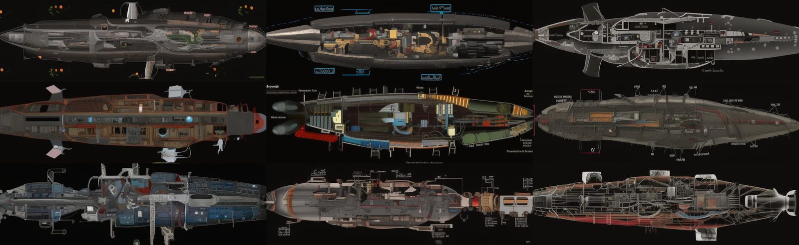Detailed Cutaway View of a Huge Submarine