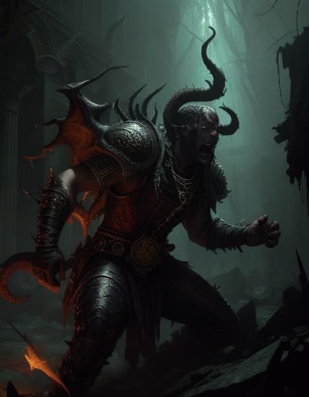 Wrathful Savage Punch in Dark Fantasy Style