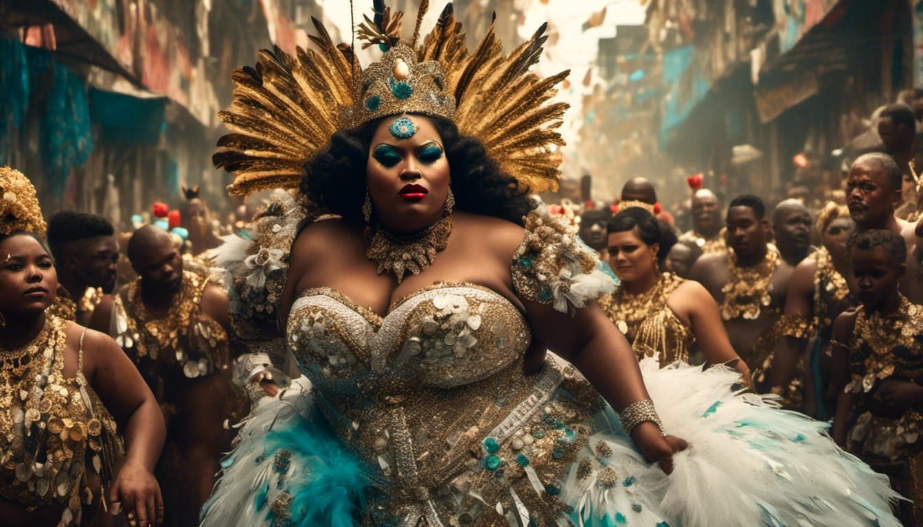 Carnival Queen Kiss in Rio: Hyperrealistic Digital Art