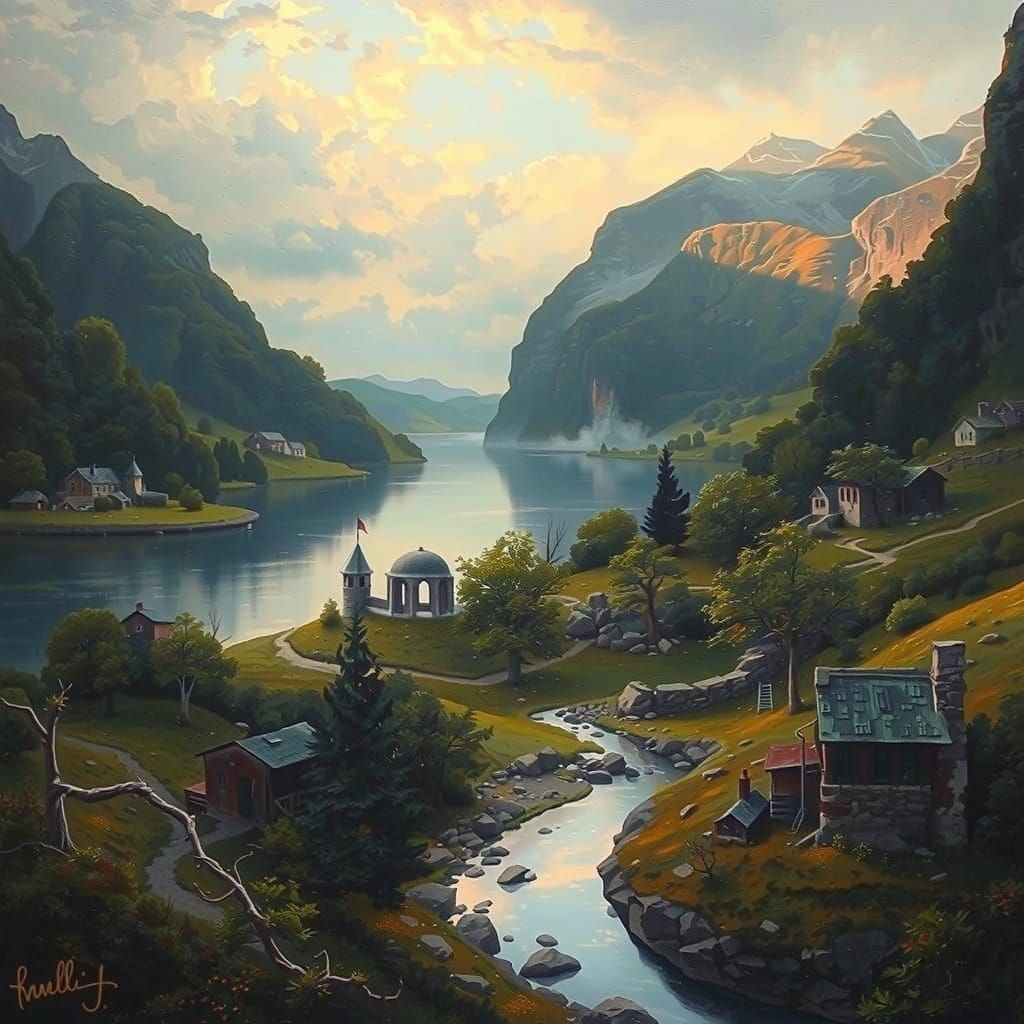 Mystical Landscape in Renaissance Style