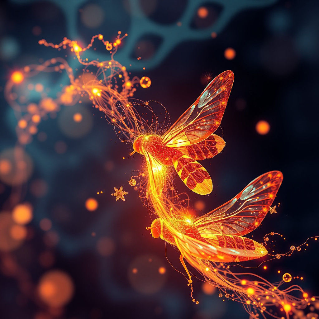 Fiery Fireflies with Fire Magic in Digital Painting