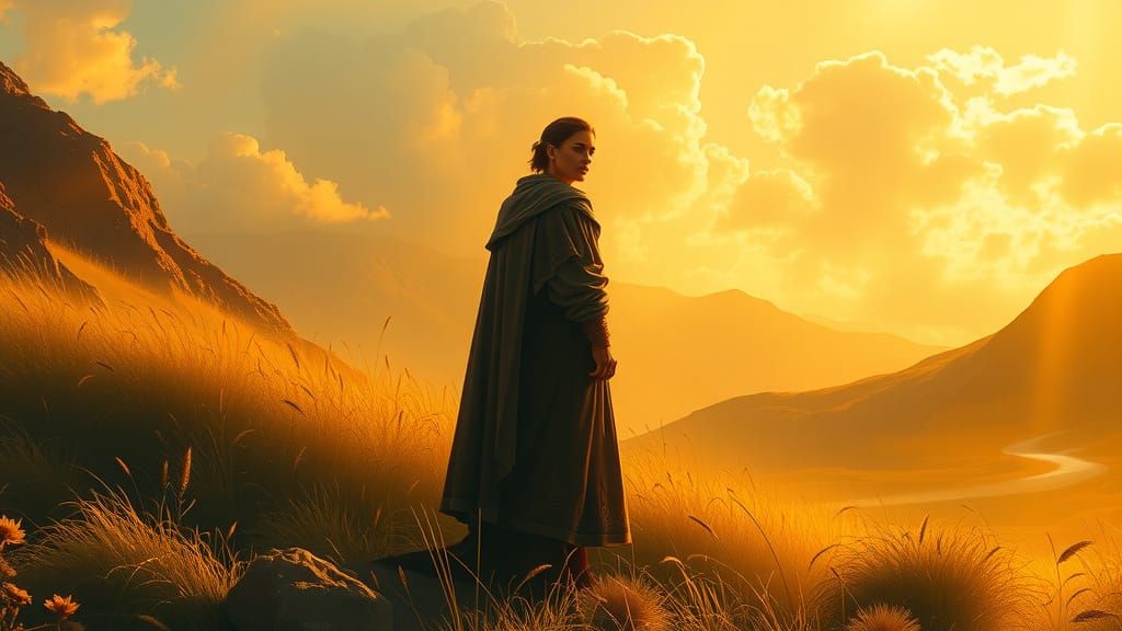 Resilient Figure in Golden Light