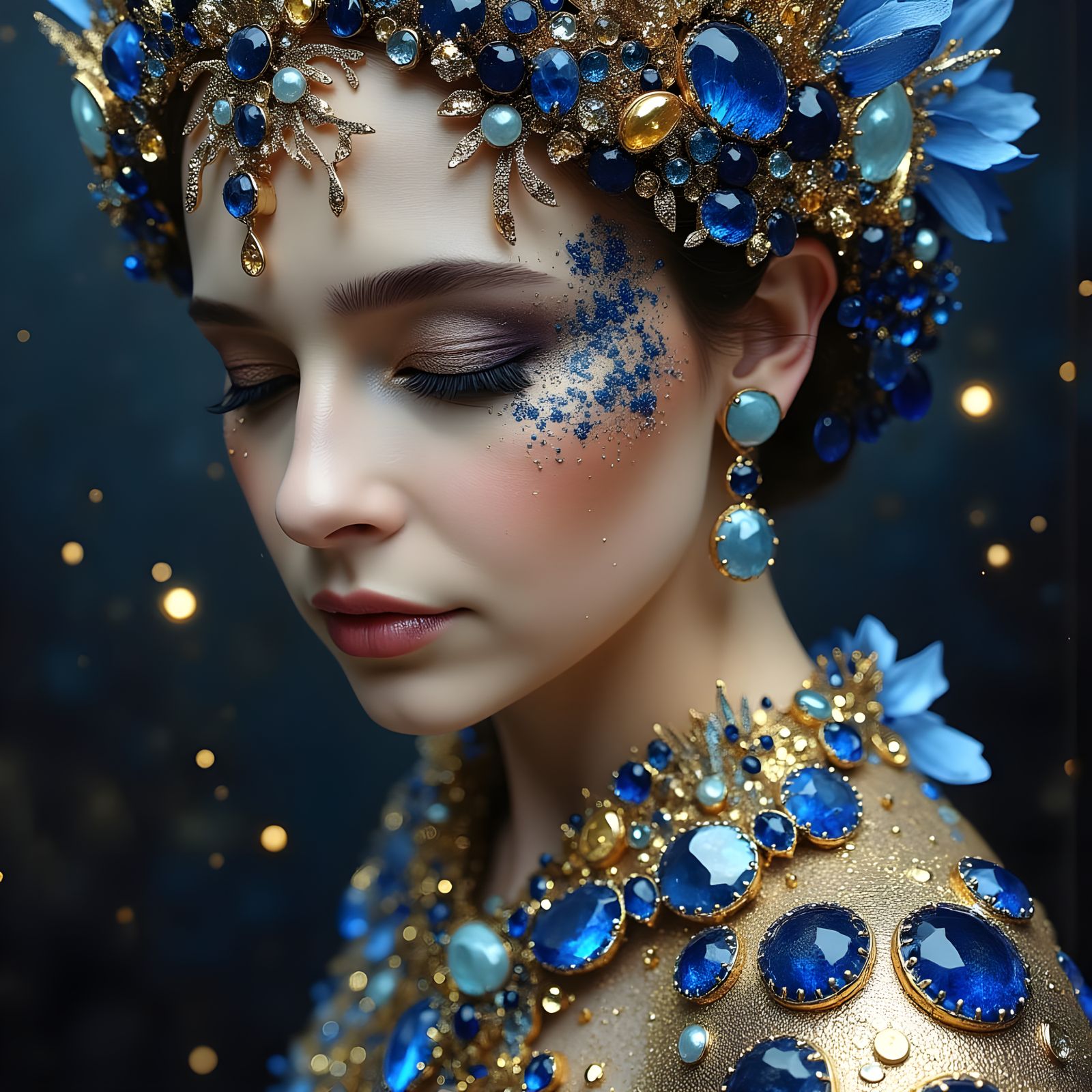 Luxurious Lady in Sapphires and Rubies, a Masterpiece of Div...