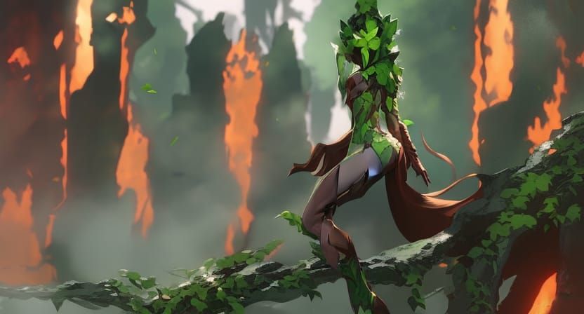 Poison Ivy Golem in Splash Art Style