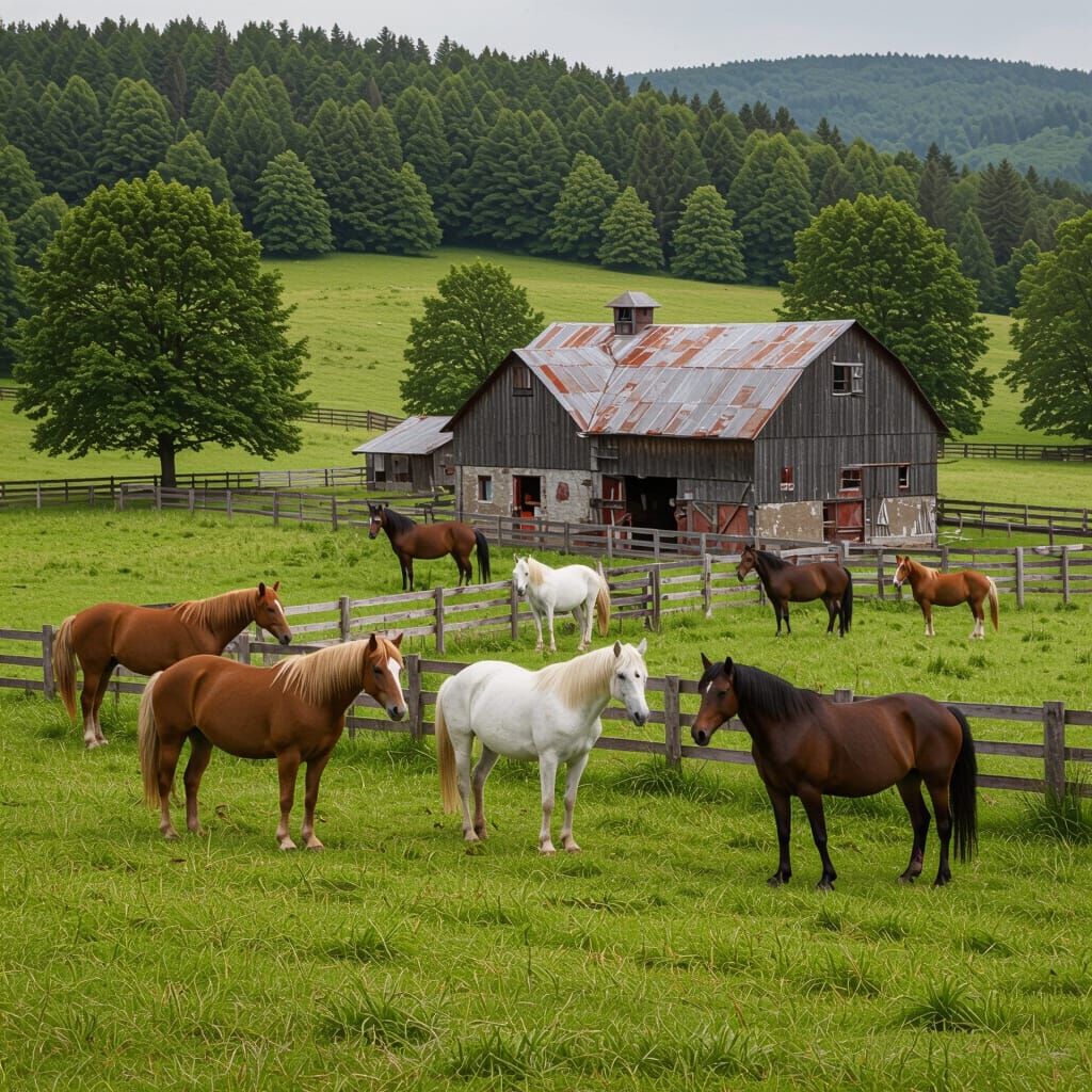 Picturesque Farm with Horses