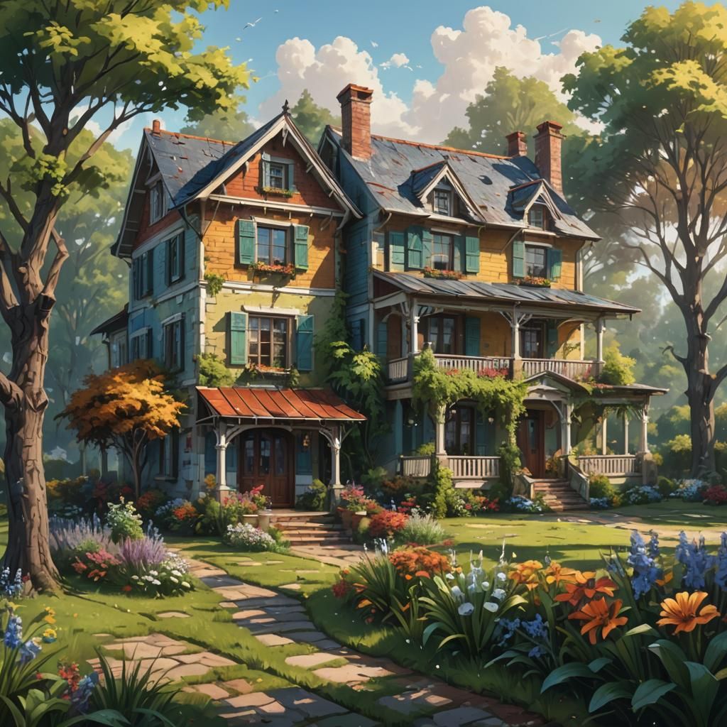 Hyperrealistic Country House Concept Art