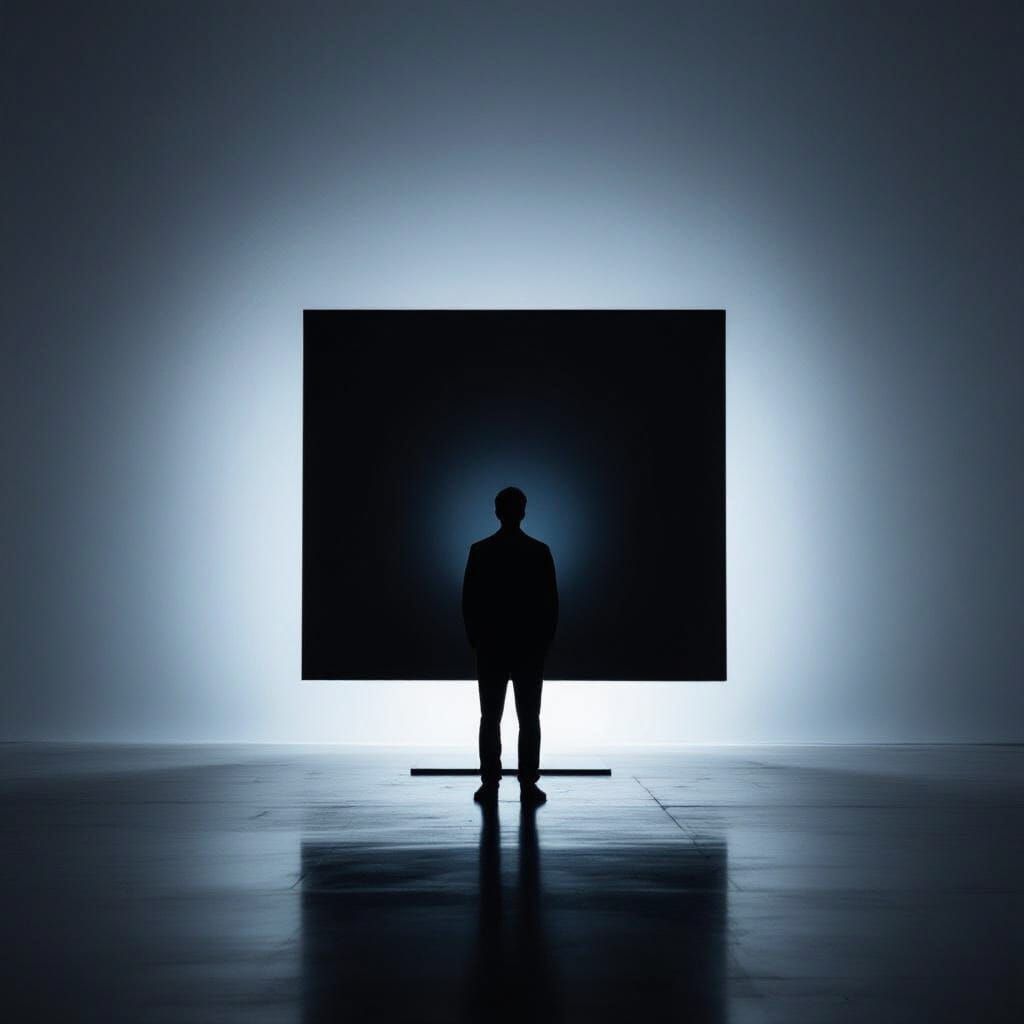 Dark Screen Reflecting Silhouette in Moody Lighting