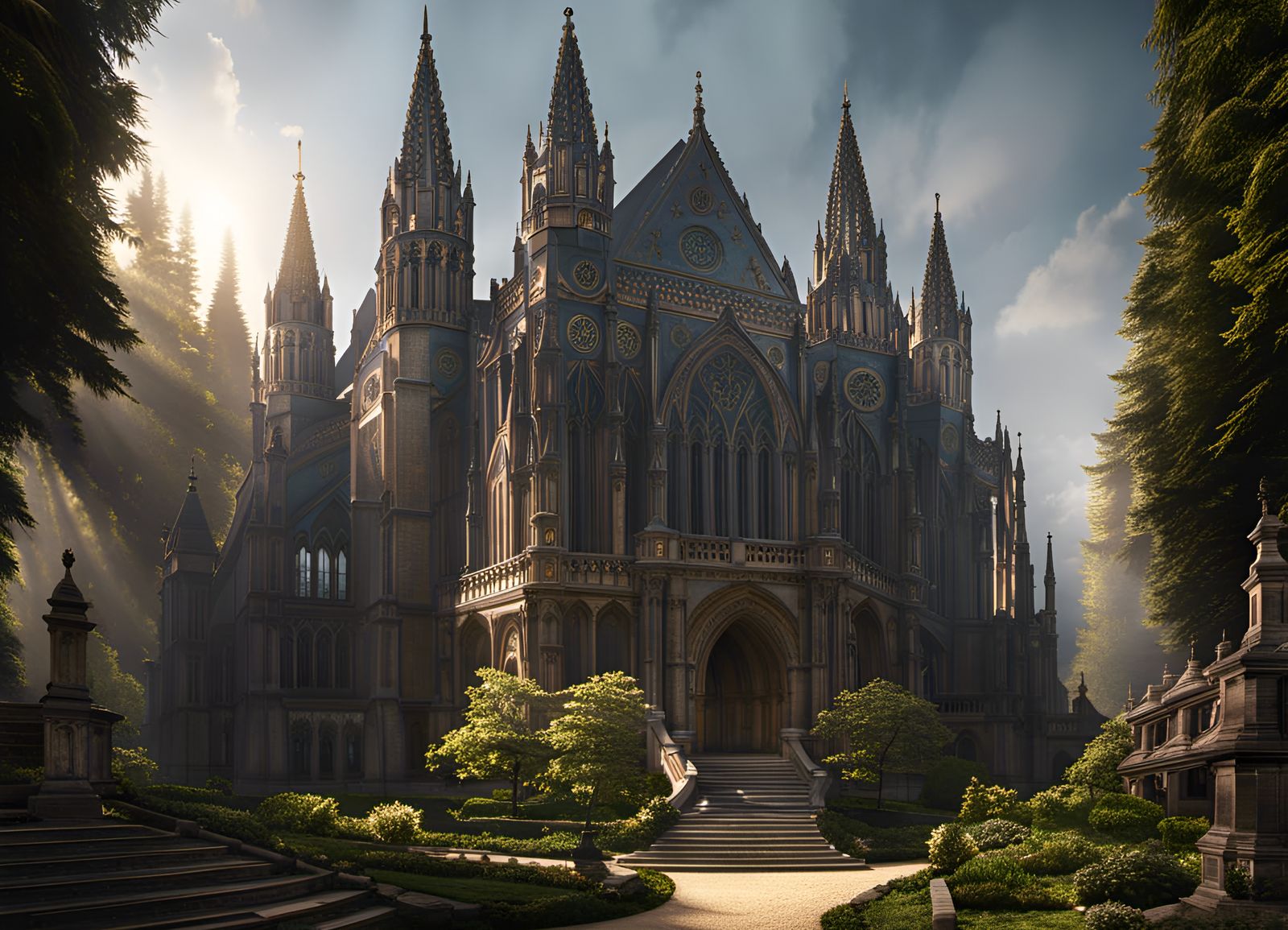 Eerie Gothic Cathedral in Hyperrealistic Detail