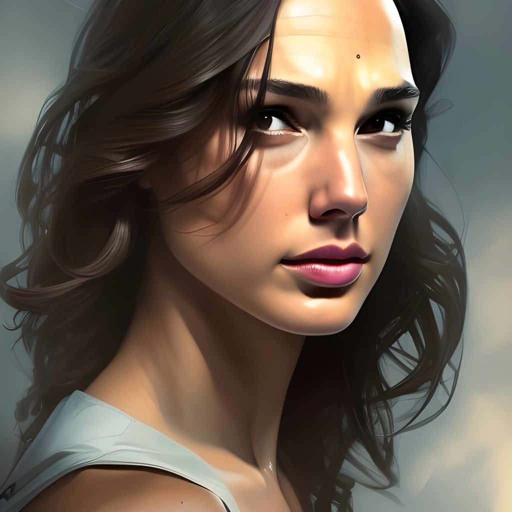 Gal Gadot Portrait in Comic Book Style