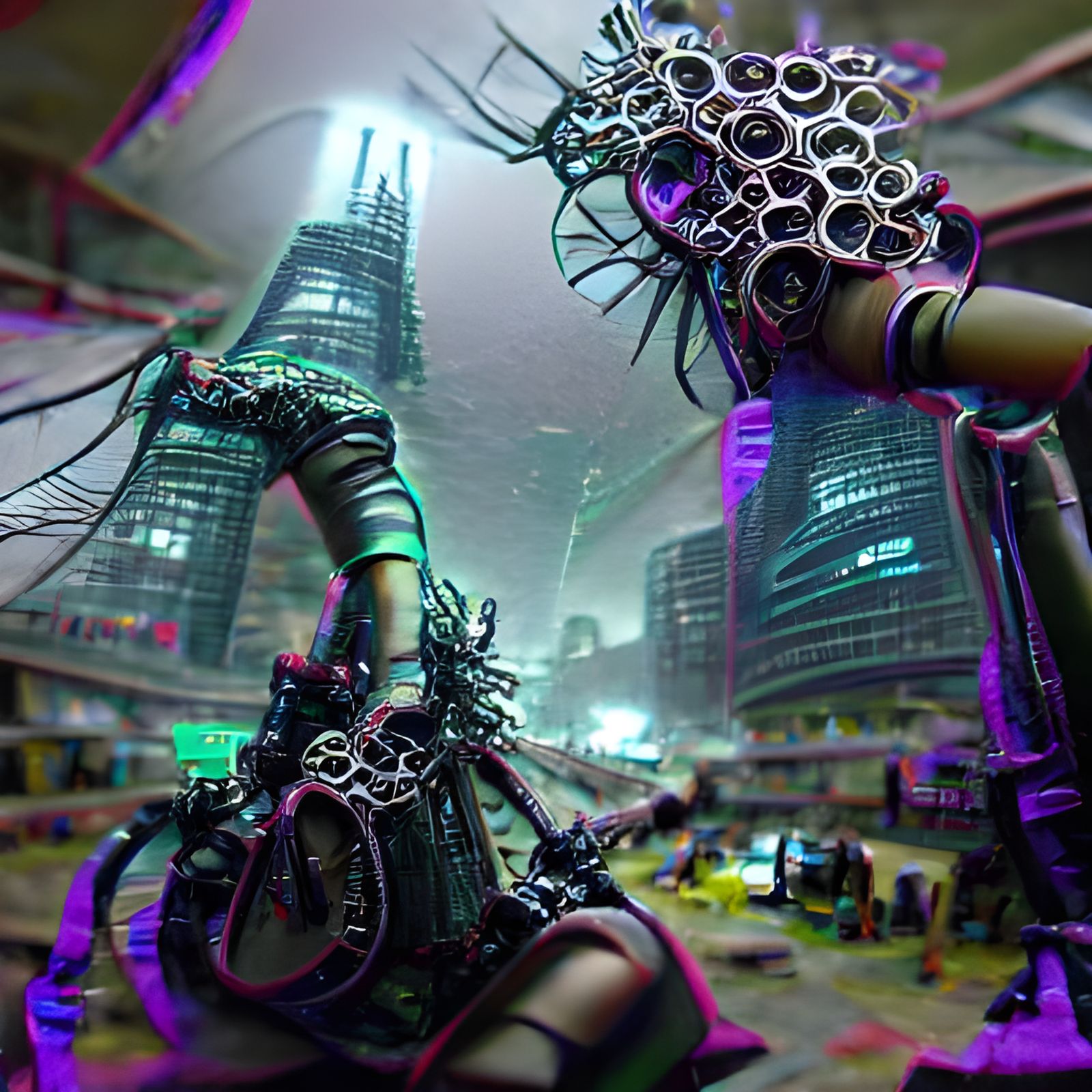 Cyberpunk Biopunk Hyper-Ecumenopolis in 3D