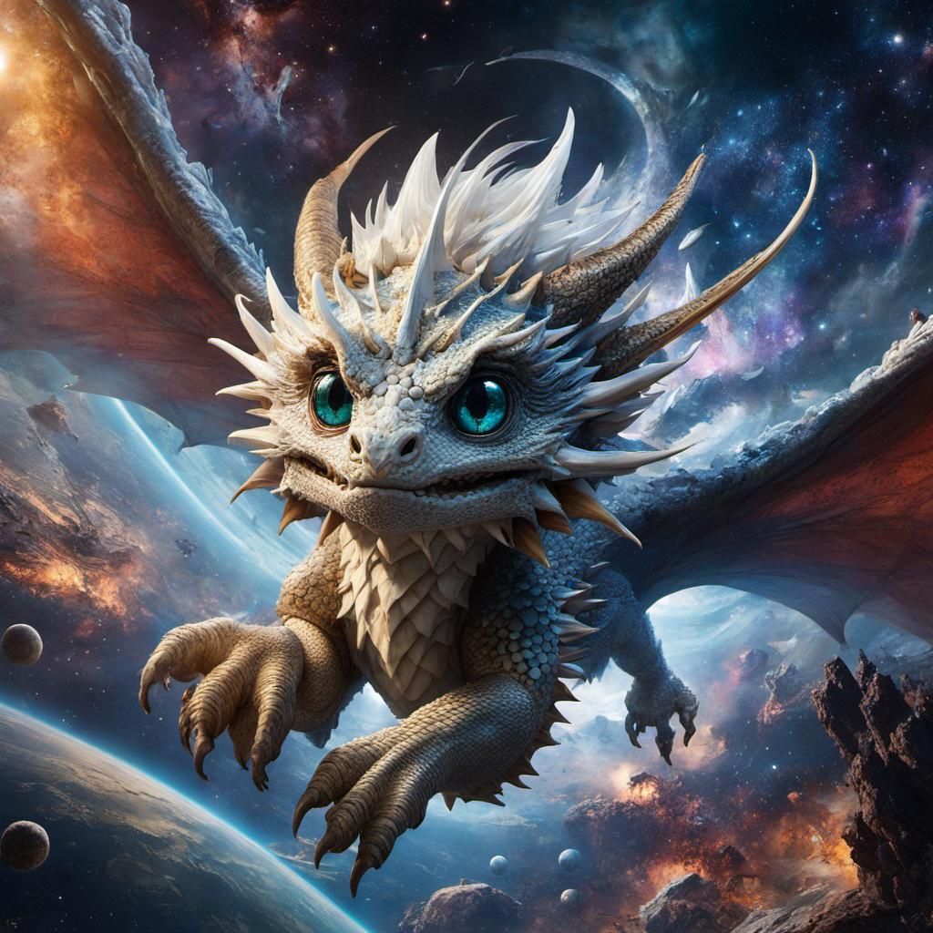 Anime Dragon Soaring Through Space