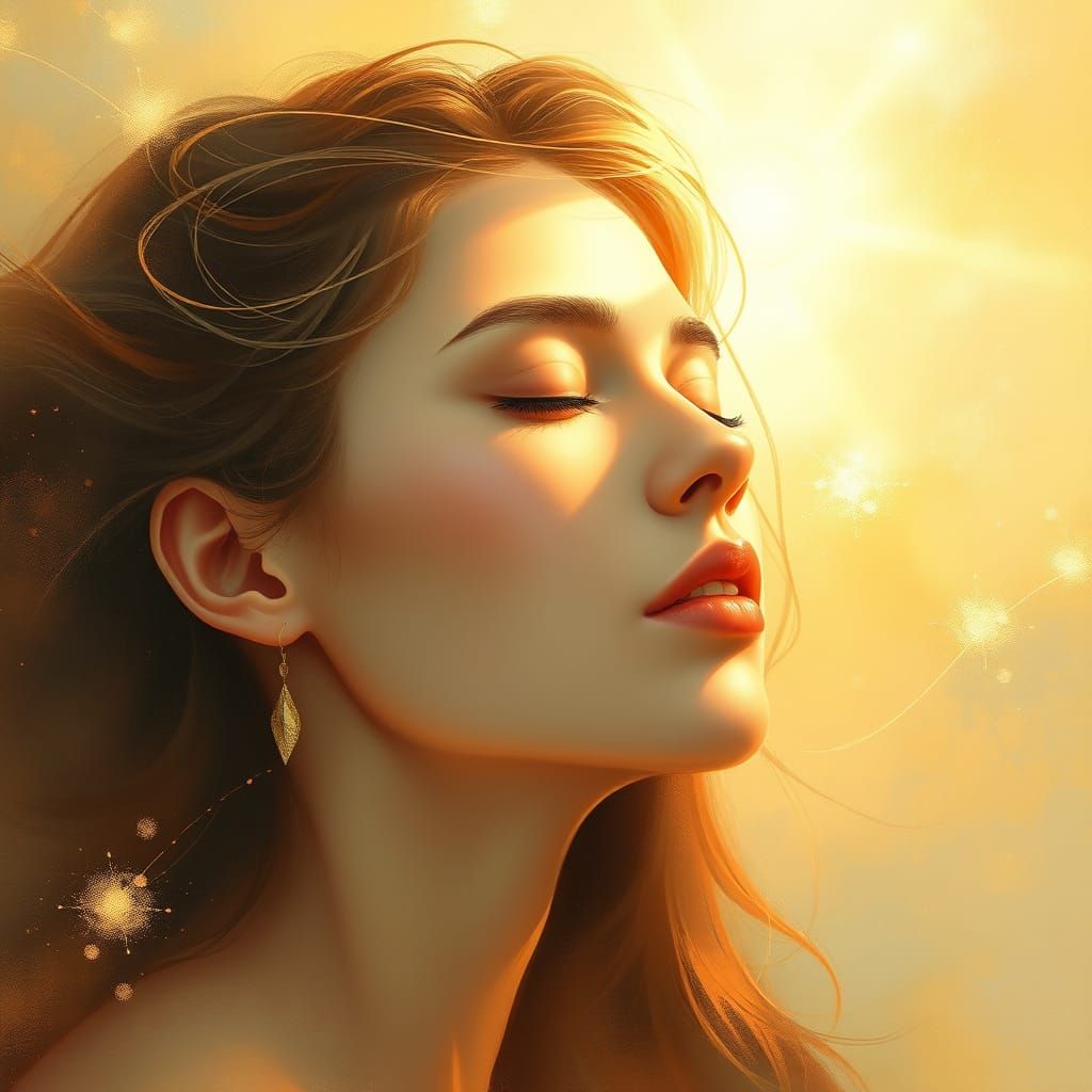 Ethereal Woman in Soft Golden Light