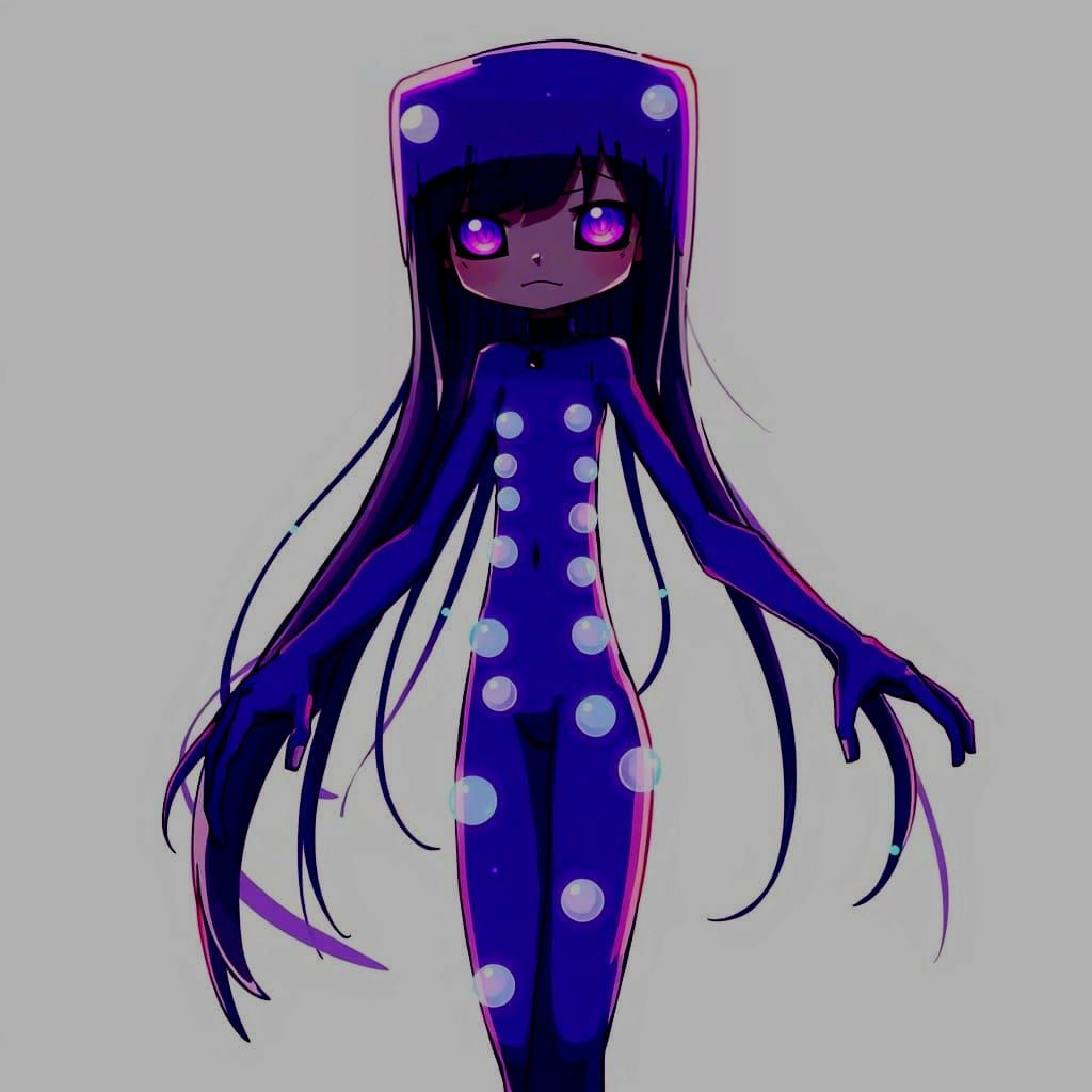 Glowing Purple Enderwoman in Anime Style