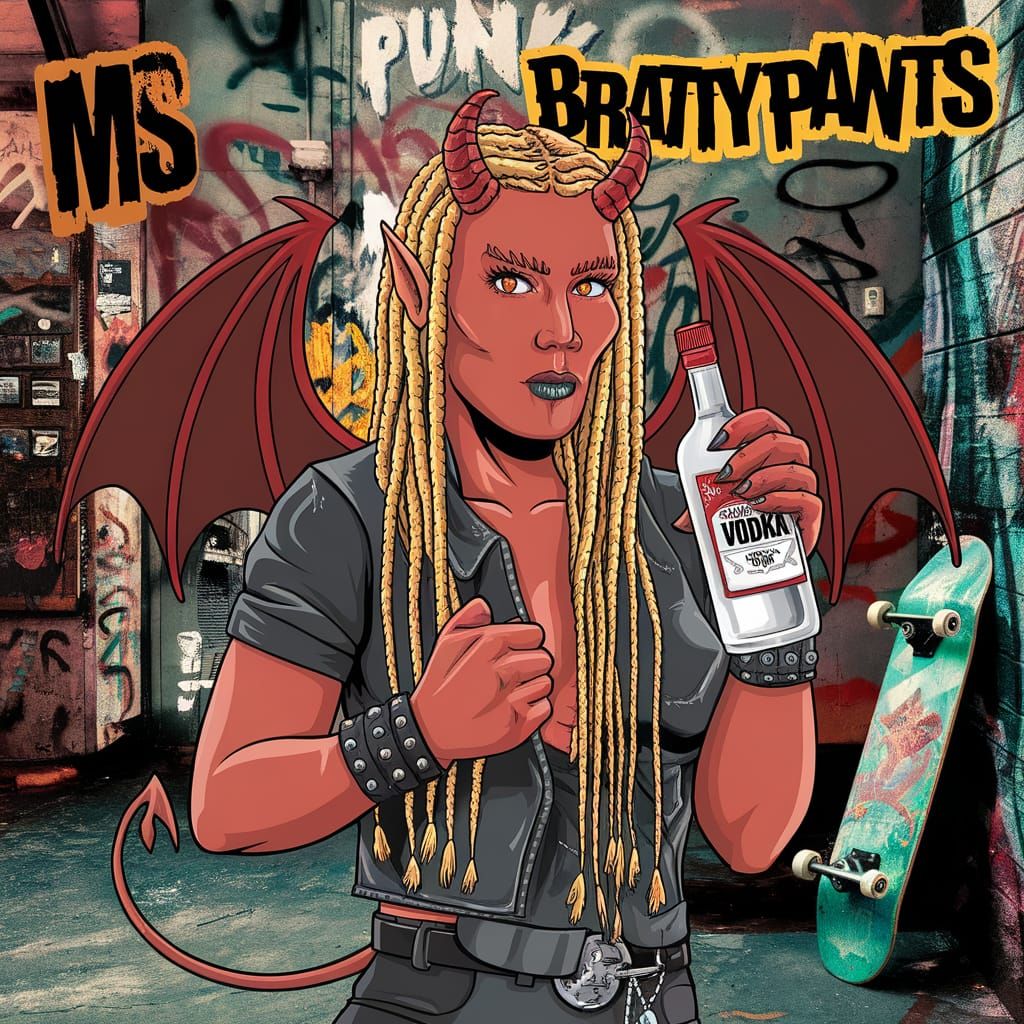 Punk Demon with Vodka in Graffiti Scene