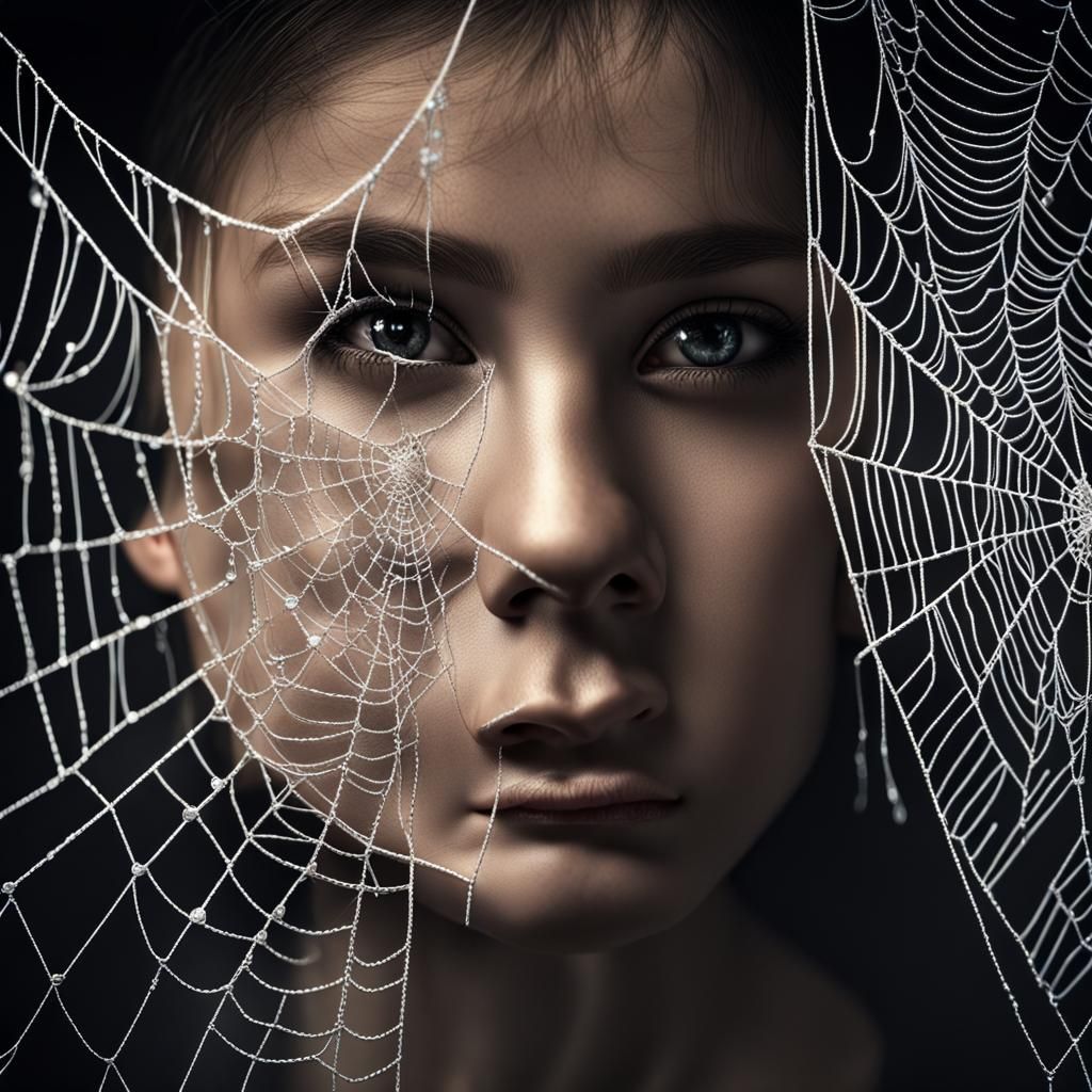 Diamond Spiderweb Girl: Hyperrealistic Digital Art