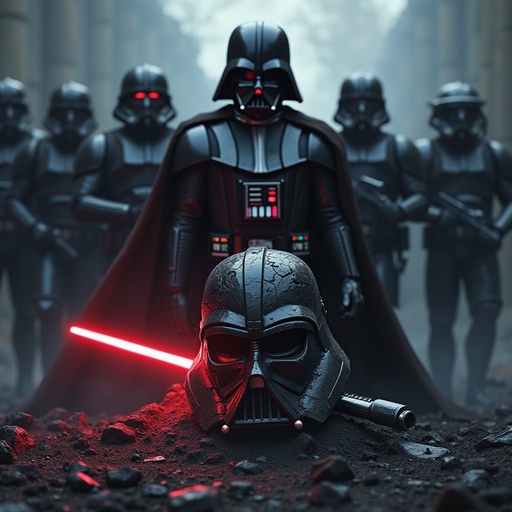 Dark Lord of the Sith in Fractured Aurebesh, Neon Cyan Glow