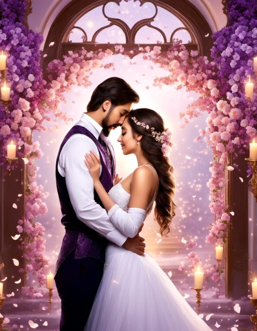 Romantic Couple Kissing with Fantastical Realism