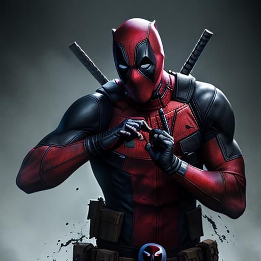 Deadpool in a Haunted House: Hyperrealistic Splash Art
