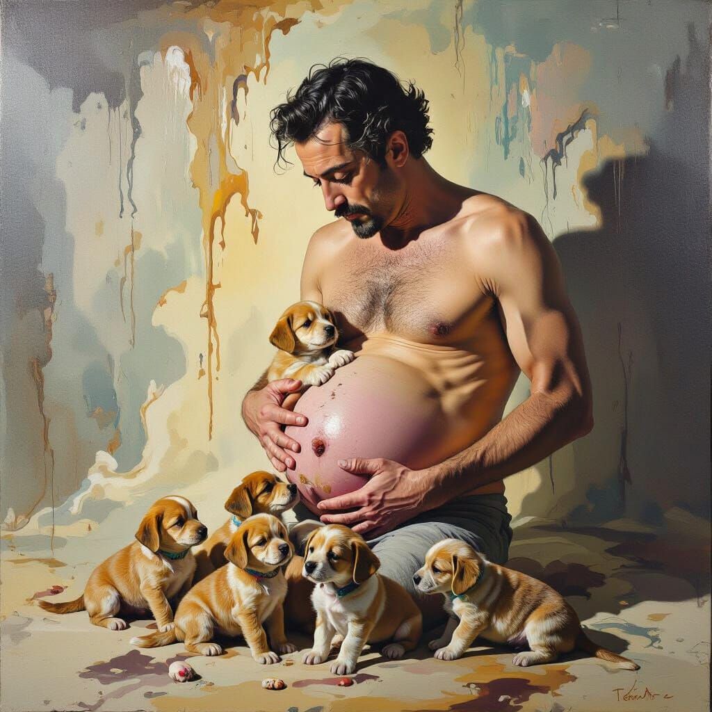 Surreal Man Gives Birth to Puppies in Dali-Inspired Dreamsca...