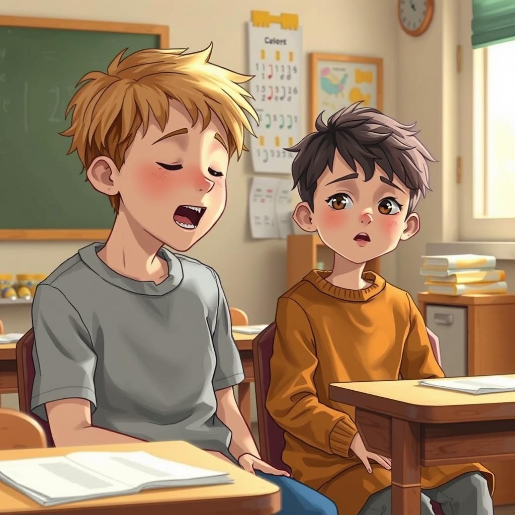 Boys Singing Together in Classroom