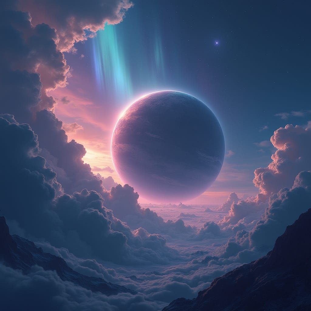 Distant Planet Earth Drifting in Cosmos