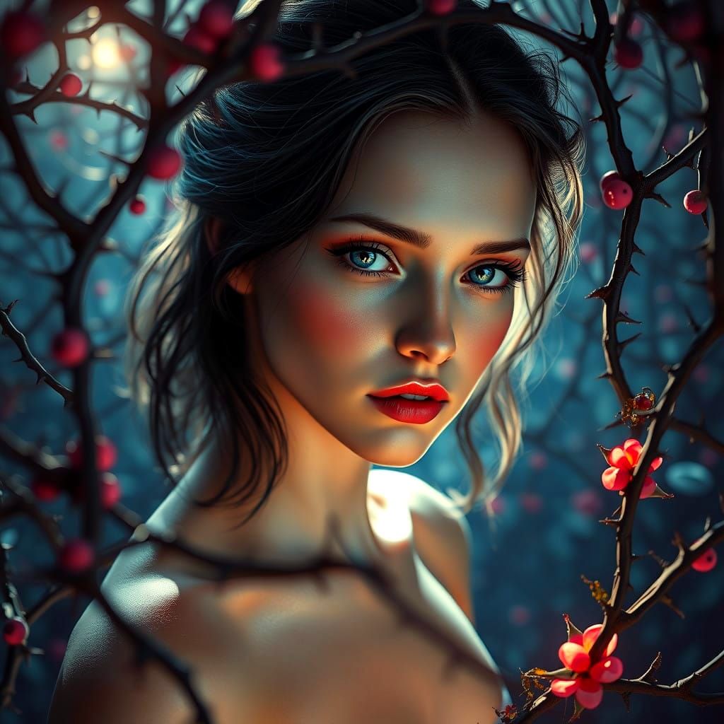 Ethereal Goddess Emerges from Vibrant, Dreamlike Landscape i...