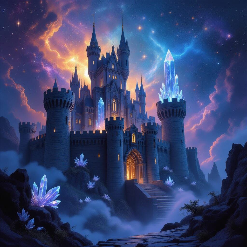 Cosmic Castle in Swirling Nebula