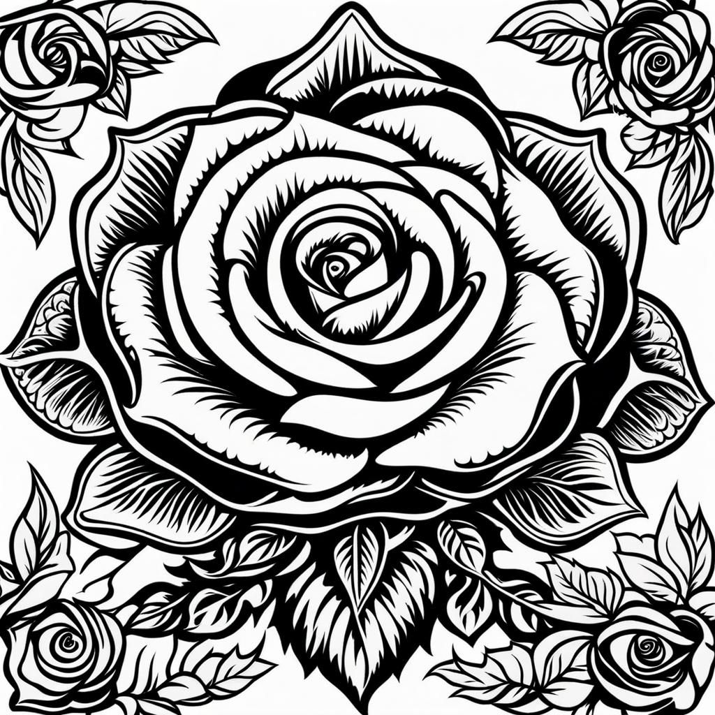 Rosemaling Style Champion Rose Blanket Tattoo