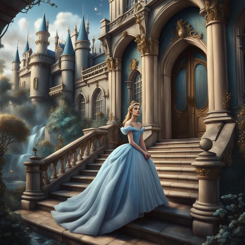 Modern Cinderella Fairy Tale: Detailed Digital Art