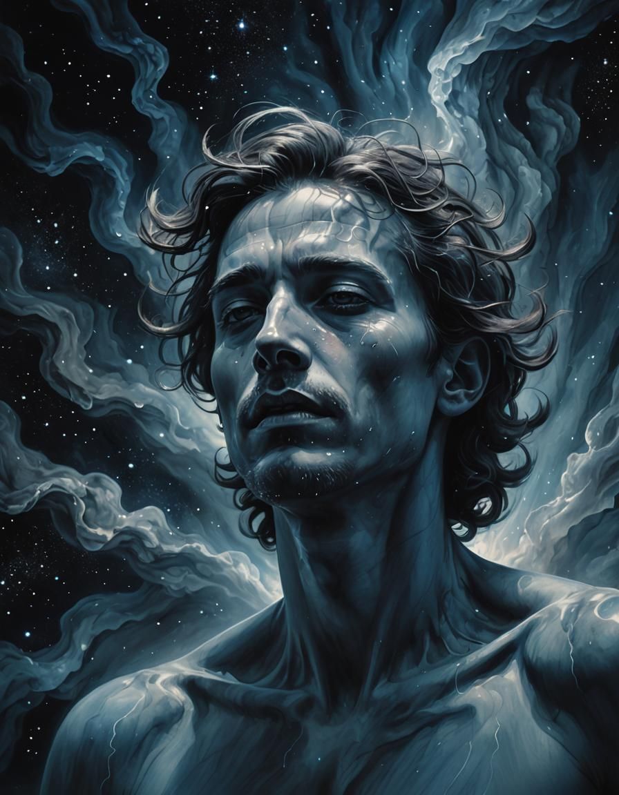 Astral Being in Despair: A Surreal Digital Painting