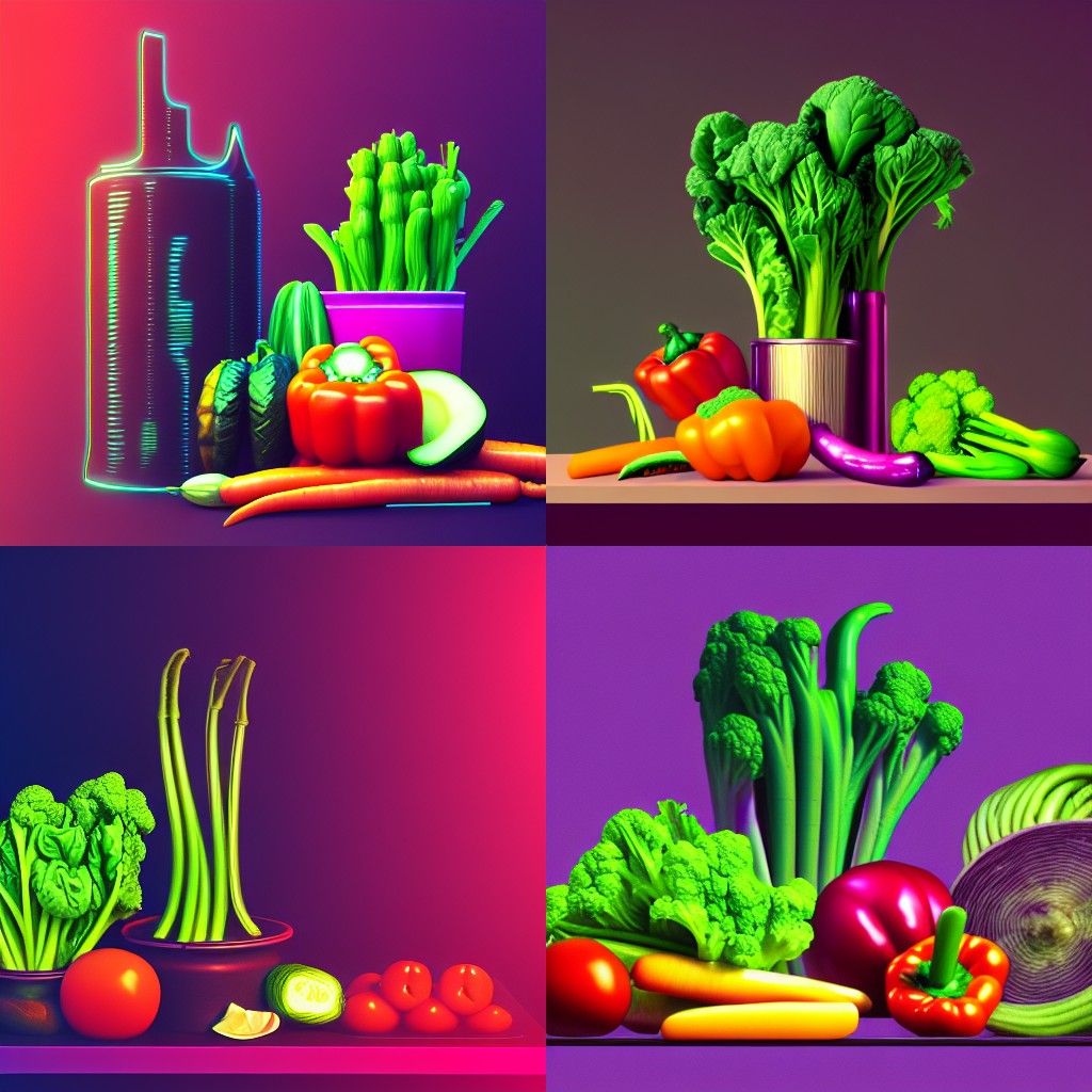 Synthwave Still Life with Vegetables on ArtStation