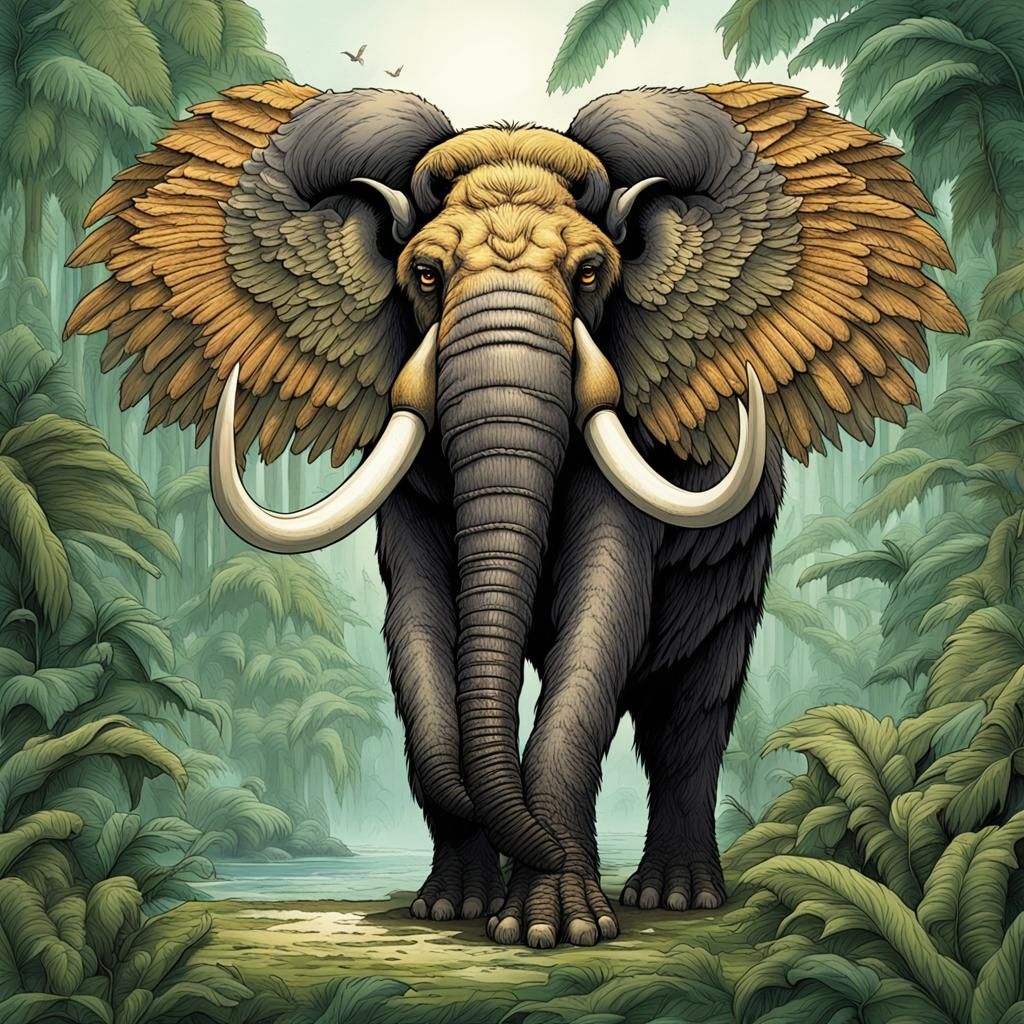 Winged Mammoth in Tetsuya Nomura Style