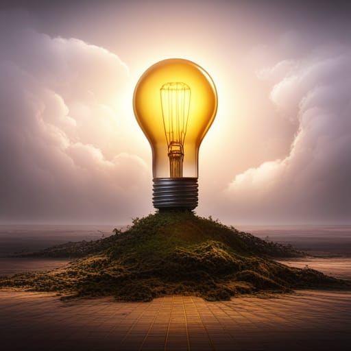 Detailed Light Bulb Matte Painting in Deep Color