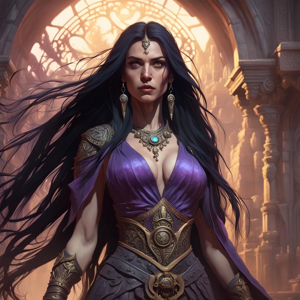 Dark Fantasy Sorceress in Broken Armor