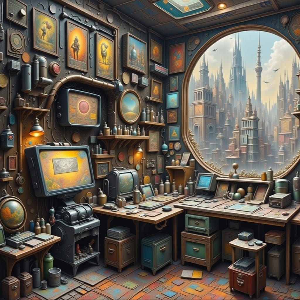 Dystopian Sci-Fi Landscape in Futuristic Style