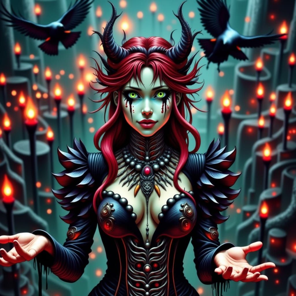 Fae Witch Casting Spell in Graffiti Art Style