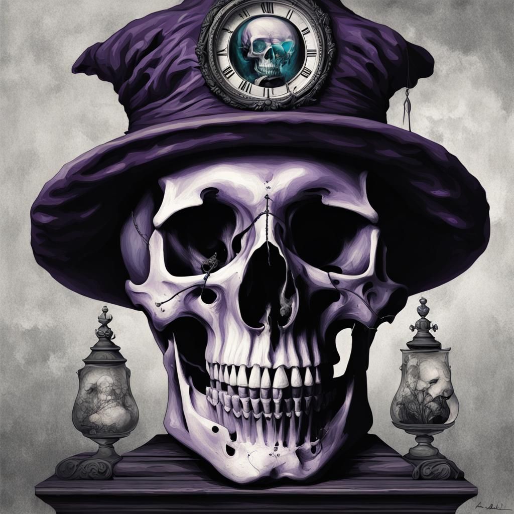 Skull in Hat: Detailed Digital Art