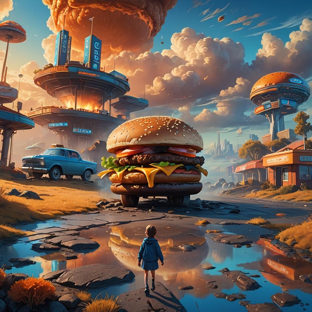 Burger Patty Escape: Digital Matte Painting in Surreal Lands...