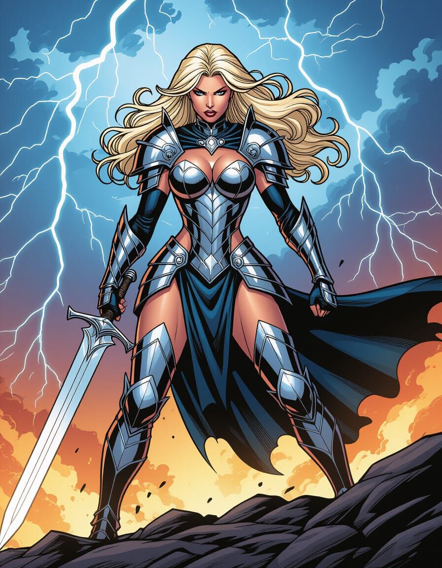 Sword and Sorcery Warrior Woman in Battle