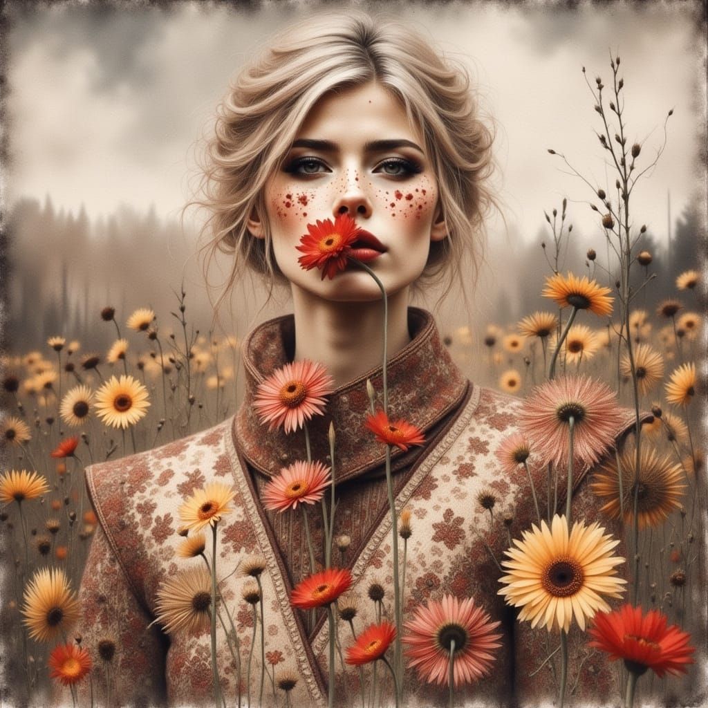 Abstract Ink Wash Landscape in Detailed Realism