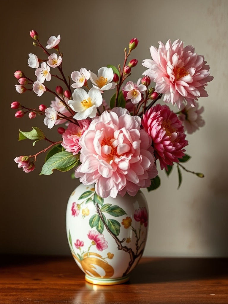 Impressionist Japanese Floral Still Life in Soft Focus