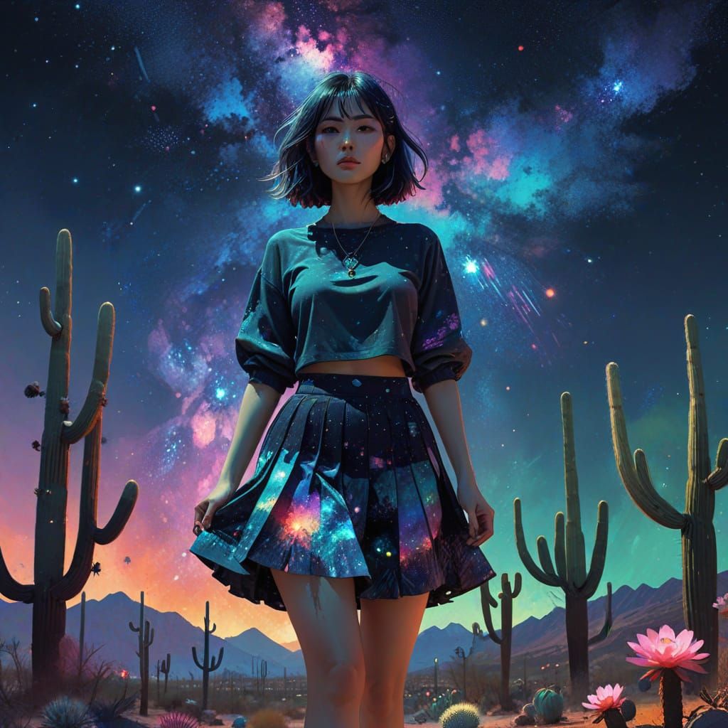 Surreal Desert Goddess in Vibrant Pastel Hues