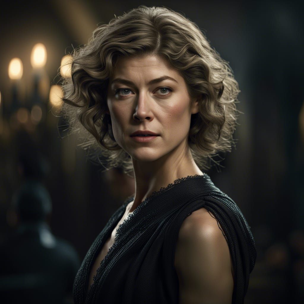 Dramatic Portrait of a Witch with Black Curly Hair