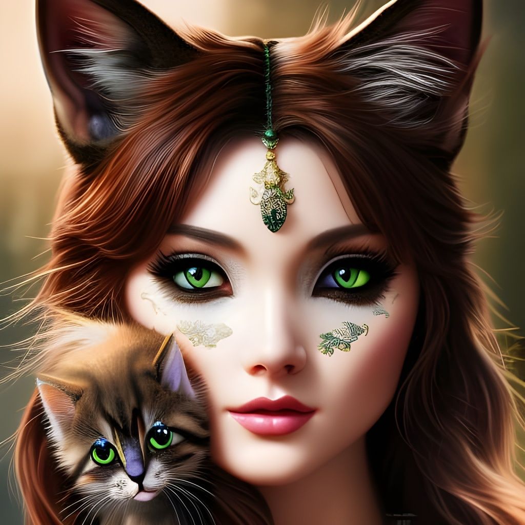 Detailed Cat Girl Portrait in Hyper-Realistic Style