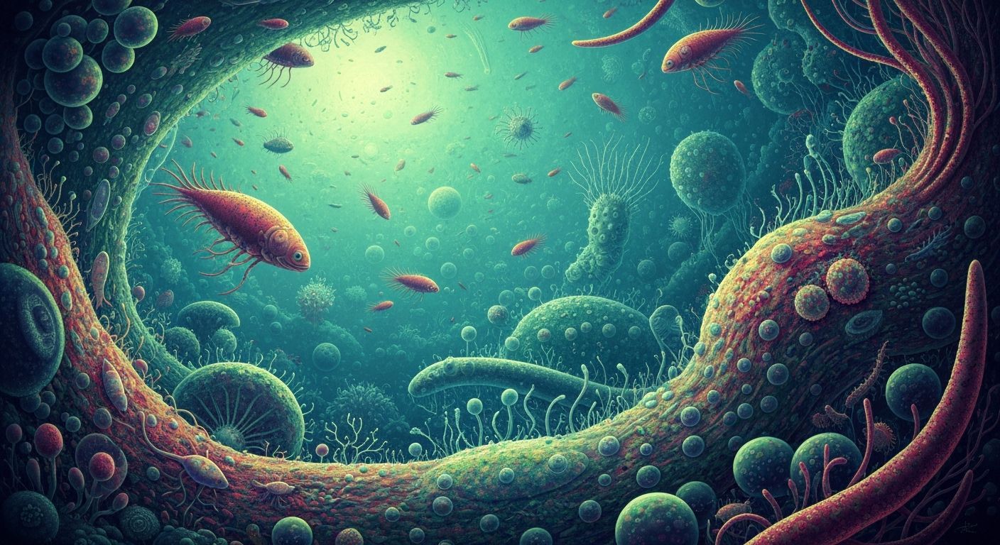 Vibrant Microscopic World Teeming with Life